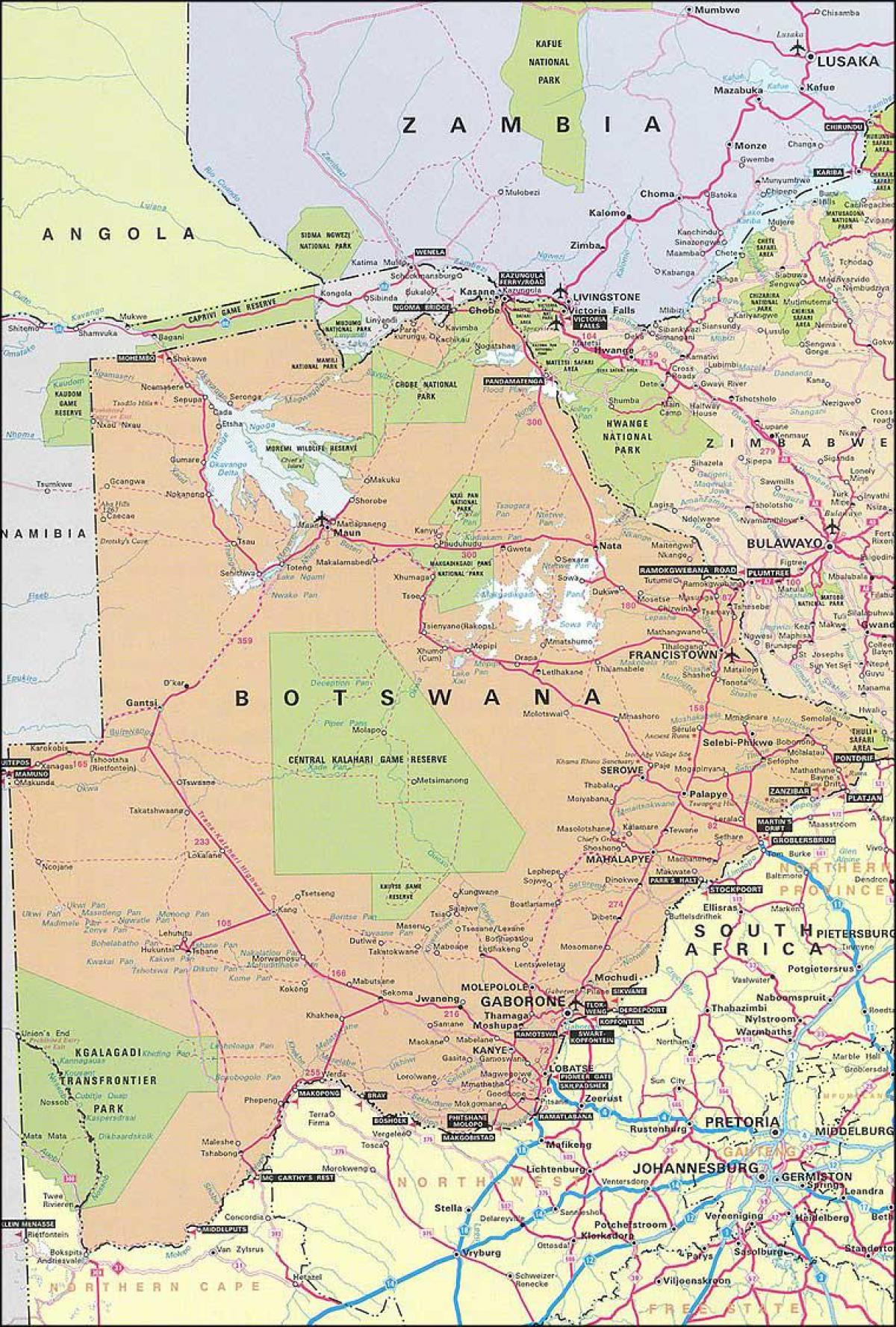 نقشه دقیق نقشه راه بوتسوانا